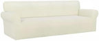 PureFit Stretch Couch Covers for Sofa 4 Seater Slipcovers Ivory | 1-Piece Sofa - Image 5