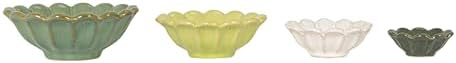 Creative Co-Op 4-Piece Stoneware Reactive Glaze Flower Shaped Bowl Set, Multicolor - Image 5