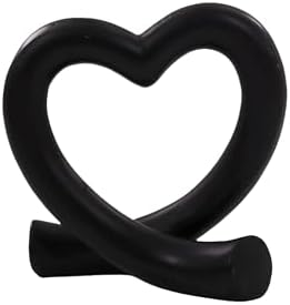 Lescafita Black Heart Decor Sculpture, Love Statue Minimalist Home Decor Accent for Living Room Bedroom Office Desk Shelf Coffee Table, Unique Romantic Gift by LESCAFITA