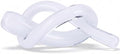 LCCCK White Abstract Glass Knot Sculpture, Hand Blown Glass Decor for Coffee Table TV Cabinet, Shelf or Mantel Accent, Modern Knot Art for Coastal Living Room Tabletop Knick Knacks by LCCCK