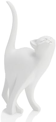 7 Inch White Proud Cat Statue by AMOIENSIS