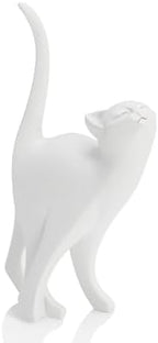 7 Inch White Proud Cat Statue by AMOIENSIS