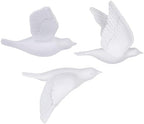 White 3D Flying Bird Wall Decor Set of 3, Resin Bird Wall Sculptures by SunshineDecor