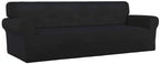 PureFit Stretch Couch Covers for Sofa 4 Seater Slipcovers Black | 1-Piece Sofa - Image 8