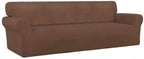 PureFit Stretch Couch Covers for Sofa 4 Seater Slipcovers Brown | 1-Piece Sofa - Image 8