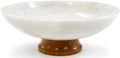 White Marble Fruit Bowl with Pedestal, 11" Large Decorative Centerpiece Bowl for Dining Table, Modern Kitchen Counter Fruit Bowl, Handcrafted Stone Marble Bowl, Luxury Home Decor Accent by LaOnyx