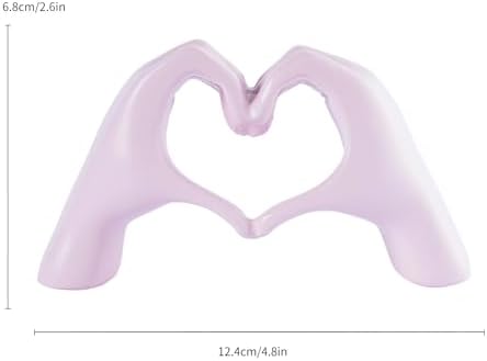 Heart Hands Sculpture Small Shelf Decor Items Resin Love Hand Statue Cute Aesthetic Heart Decor for Living Room TV Stand Bedroom Console Table Centerpieces Elegant Gift,Pink - Image 3
