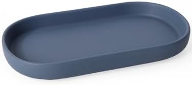 INGOFIN 7" Ceramic Bathroom Vanity Tray- Bathroom Organizer Countertop Tray for Perfume, Jewelry, Candles, Small Kitchen Counter Soap Tray, Decorative for Bathroom Vanity, Toilet Tank, Blue by INGOFIN