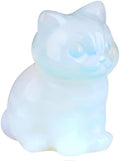 QINJIEJIE Opal Cat Figurines Healing Crystal Statue Healing Stone Cat Gifts by QINJIEJIE