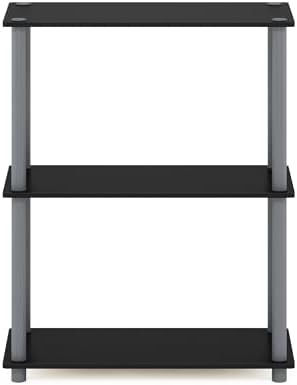 Furinno TURN-N-TUBE Storage Shelves, 3-Tier Book Shelf, Corner Shelf, Toolless Open Shelves, for Organization and Storage, Living Room, Garage, Home Office, Black - Image 6