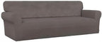 PureFit Stretch Couch Covers for Sofa 4 Seater Slipcovers Taupe | 1-Piece Sofa - Image 8
