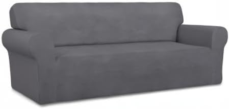 PureFit Stretch Couch Covers for Sofa Large Sofa Slipcovers Gray | 1-Piece Sofa - Image 8