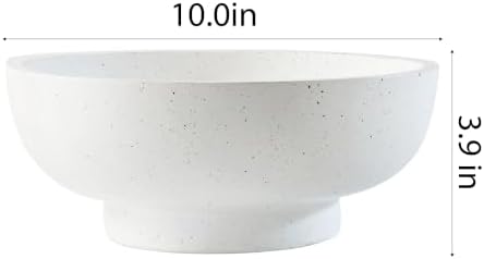 10" Large Decorative Bowl for Entryway Table with Pedestal, Spotted White - Image 5