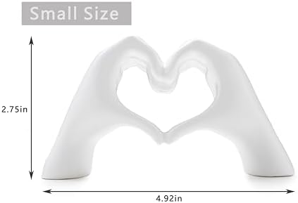 Small Heart Hands Sculpture Decor for Living Room Bedroom Bookshelf Coffe Table and Office Display, Love Finger Statue Modern Aesthetic Home Decor, Unique Gift for Wedding Christmas Birthday (White) - Image 4