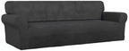 PureFit Stretch Couch Covers for Sofa 4 Seater Slipcovers Dark Gray | 1-Piece - Image 8