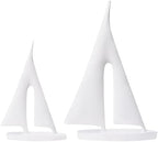 Saysmile Modern Sculptures Home Decor, Sailboat Decor Ornament, Boat Decorations Statue Decor, Art Sculptures and Statues, Sailboat Gifts Home Office Bathroom Shelf Decor (White-2 Pack) by Saysmile