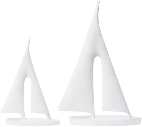 Saysmile Modern Sculptures Home Decor, Sailboat Decor Ornament, Boat Decorations Statue Decor, Art Sculptures and Statues, Sailboat Gifts Home Office Bathroom Shelf Decor (White-2 Pack) by Saysmile