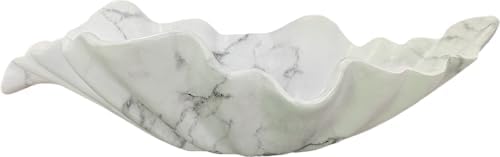 12" Large Decorative Bowl decor, Modern Home Decoration Scallop Bowl,Fashion Key Bowl for Entrance Table, Decorative Fruit Bowl for Kitchen Counter, Ruffle Decor, Marble White by DecorativeBowl