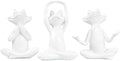 Suoedd White Frog Yoga Figurines 3 Pcs,Modern Decor for Shelf,Desk,Office by SUOEDD