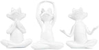 Suoedd White Frog Yoga Figurines 3 Pcs,Modern Decor for Shelf,Desk,Office by SUOEDD