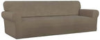 PureFit Stretch Couch Covers for Sofa 4 Seater Slipcovers Natural | 1-Piece - Image 8