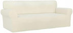 PureFit Stretch Oversized Couch Covers Fleece Sofa Slipcovers Ivory | 1-Piece - Image 8