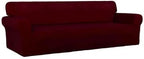 PureFit Stretch Couch Covers for Sofa 4 Seater Slipcovers Wine | 1-Piece Sofa - Image 8