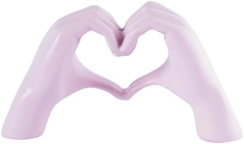 Heart Hands Sculpture Small Shelf Decor Items Resin Love Hand Statue Cute Aesthetic Heart Decor for Living Room TV Stand Bedroom Console Table Centerpieces Elegant Gift,Pink - Image 2