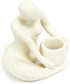SENEA KAY Modern Abstract Statue with Removable Faux Succulents Plants – Figurine Home Decor Accents, Coffee Table Shelf Styling. Collectible Art Luxury Gift Items Woman Thinker Sculpture (Ivory) - Image 2