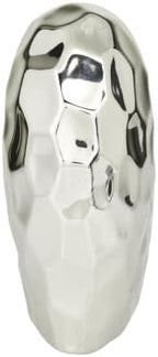 Deco 79 Porcelain Ceramic Heart Decorative Sculpture Dimensional Angled Origami Inspired Home Decor Statue, Accent Figurine 8" x 3" x 8", Silver - Image 2