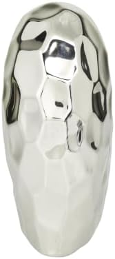 Deco 79 Porcelain Ceramic Heart Decorative Sculpture Dimensional Angled Origami Inspired Home Decor Statue, Accent Figurine 8" x 3" x 8", Silver - Image 2
