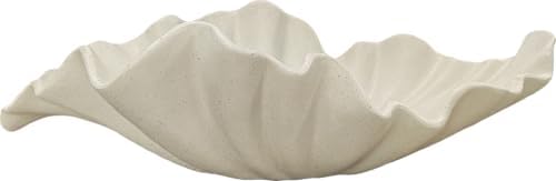 16" Large Decorative Bowl decor, Modern Home Decoration Scallop Bowl,Fashion Key Bowl for Entrance Table, Decorative Fruit Bowl for Kitchen Counter, Ruffle Decor, Light Gray by DecorativeBowl