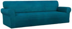 PureFit Stretch Couch Covers for Sofa 4 Seater Slipcovers Peacock Blue | - Image 8