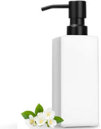 GMISUN White Soap Dispenser Bathroom, Hand Glass Soap Dispenser with Stainless Steel Pump, 12 fl oz/350ml Dish Dispenser for Kitchen, Modern Refillable Liquid Soap and Lotion Dispenser for Countertop by GMISUN