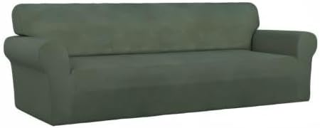 PureFit Stretch Couch Covers for Sofa 4 Seater Slipcovers Grayish Green | - Image 8