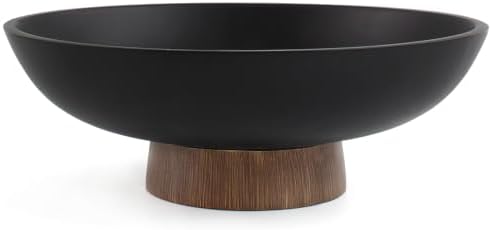 LIN CHUAN Modern Resin Pedestal Bowl, Large Fruit Bowl for Kitchen Counter, Catch All bowl for Entryway Table, Dark Brown by LINCHUAN