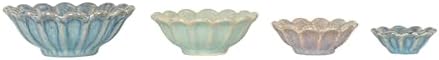 Creative Co-Op 4-Piece Stoneware Flower Shaped Bowl Set in Reactive Glaze, Multicolor - Image 5
