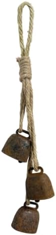 1pc Rustic Charm Bell - Handmade Hemp Rope Wind Chimes Hanging Decoration, Distressed Finish Cow Bell with Jute Hanging Rope, Perfect for Front Door, Outdoor, Window, and Home Decor by Unknown