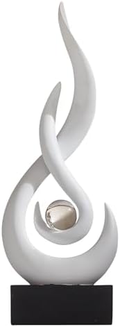 Modern Abstract Art Table Decoration,Resin Flame Statue Modern Centerpiece Ornaments for Living Room Great Gift Idea Home Decor,Collectibles (White) by XYQXYQ