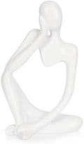 Sandstone Resin Thinker Statue Style Abstract Sculpture, White, Left by Ozzptuu