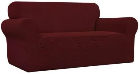 Easy-Going Stretch Loveseat Couch Covers Washable Wine | 1-Piece Loveseat Covers - Image 9