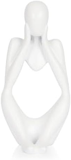 Sandstone Resin Thinker Statue Style Abstract Sculpture, White, Focus by Ozzptuu