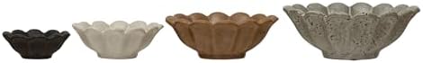 Creative Co-Op Stoneware Flower Bowls, 6" L x 6" W x 3" H, Multicolor by Unknown
