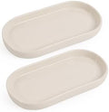 INGOFIN 7" Ceramic Bathroom Vanity Tray Set- 2 Pcs Bathroom Organizer Countertop Tray for Perfume, Jewelry, Small Kitchen Counter Soap Tray, Decorative for Bathroom Vanity and Toilet Tank, Beige by INGOFIN
