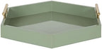 Kate and Laurel Lipton Modern Hexagon Tray; 18 x 18; Sage Green with Gold Handles; Midcentury Decorative Serving Tray for Storage and Display in Living Room Decor Scheme - Image 3