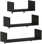 Furinno Rossi Bedroom Decor Wall Mounted Floating Display Shelves with Invisible Brackets, Set of 3, Espresso - Image 7