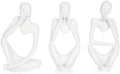 Sandstone Resin Thinker Statue Style Abstract Sculpture, White, 3pcs by Ozzptuu