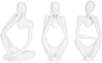 Sandstone Resin Thinker Statue Style Abstract Sculpture, White, 3pcs by Ozzptuu