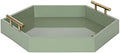 Kate and Laurel Lipton Modern Hexagon Tray; 18 x 18; Sage Green with Gold Handles; Midcentury Decorative Serving Tray for Storage and Display in Living Room Decor Scheme by KateandLaurel