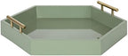 Kate and Laurel Lipton Modern Hexagon Tray; 18 x 18; Sage Green with Gold Handles; Midcentury Decorative Serving Tray for Storage and Display in Living Room Decor Scheme by KateandLaurel